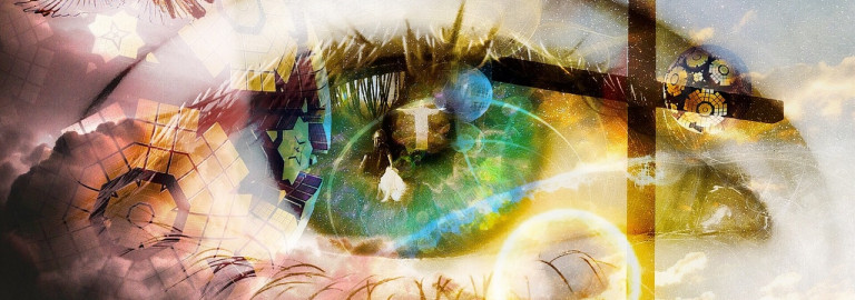 Phantasiebild Auge, Kreuz, Vogel