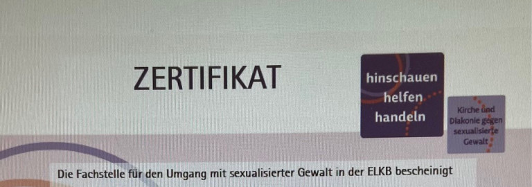 Zertifikat der ELKB für das Schutzkonzept zur Prävention sexualisierter Gewalt