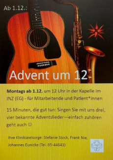 Plakat zum Adventsliedersingen