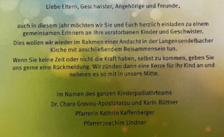 Einladungskarte zum Gedenkgottesdienst