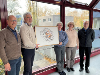 Seelsorger*innen der Kopfklinik mit der Spenderin und dem "Rahmengeber" Manfred Lautenschlager