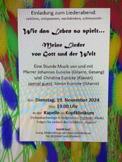 Plakat zum Liederabend am 19.11.24